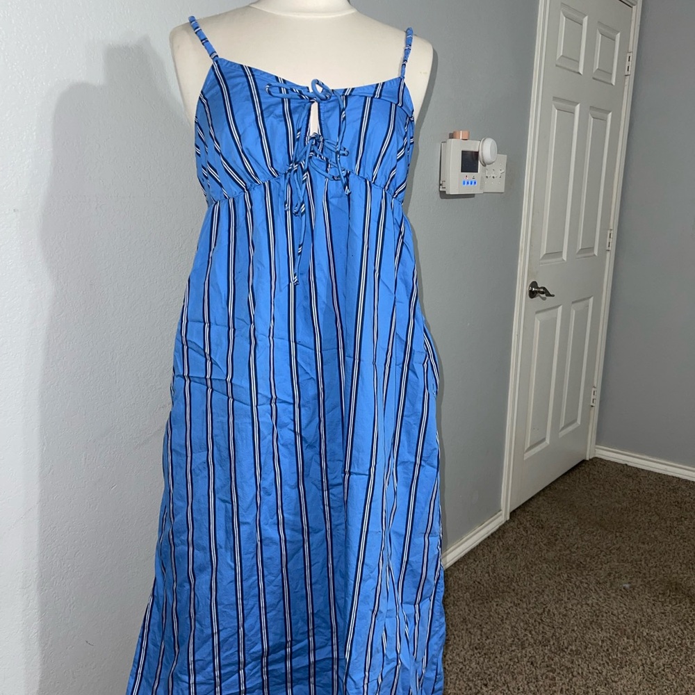 Blue Striped Maxi Dress